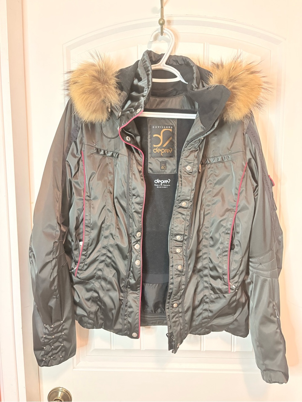 Black Degré7 Duvillard Women's Puffer Jacket with Fur Trim